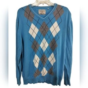 M308) Angelo Litrico Men's Argyle Cotton Golf Sweater Size XL